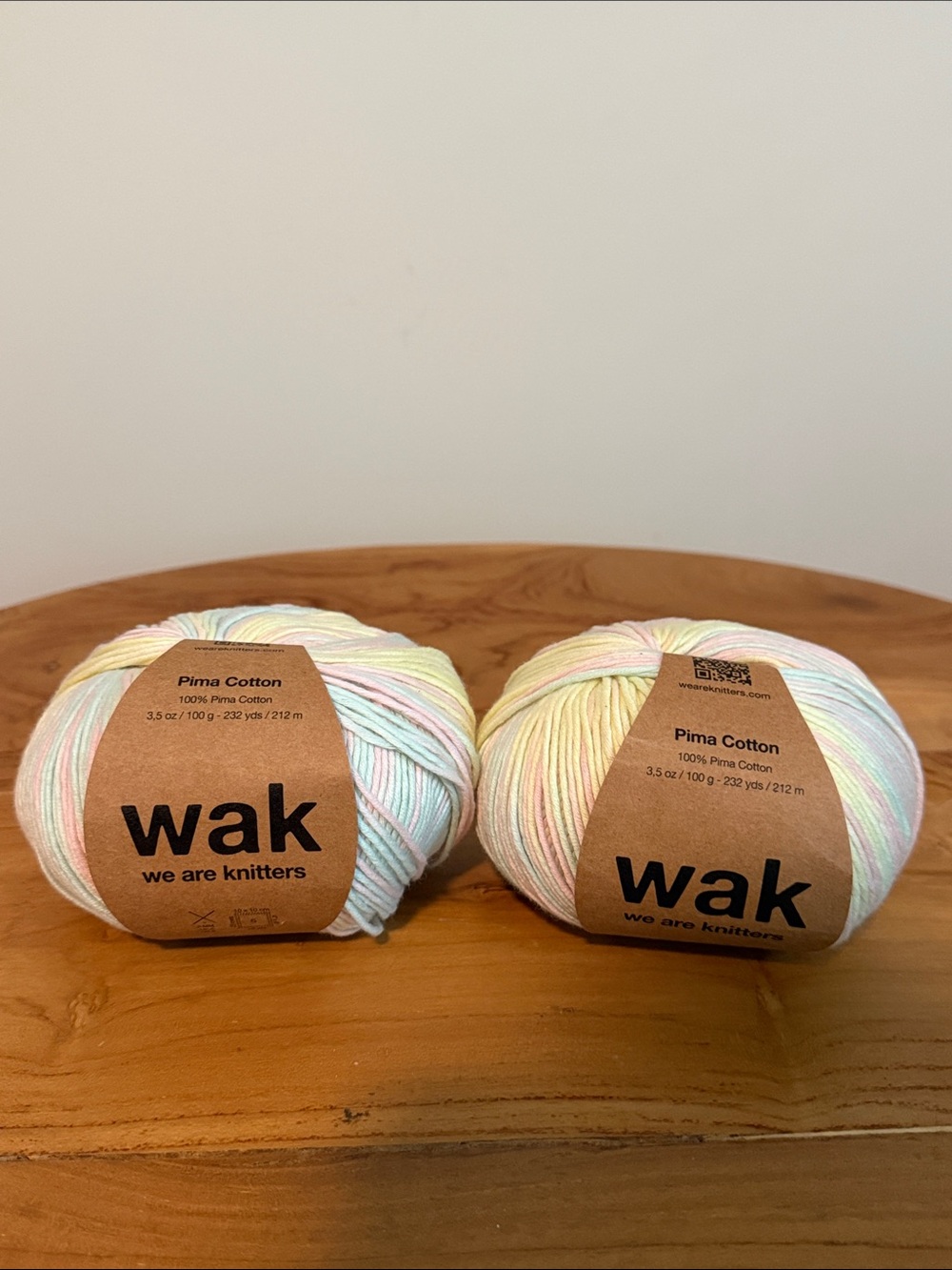 WAK We Are Knitters 100% Pima Cotton Yarn Marshmallow Lot 2 100g / 3.5 oz Skein - Picture 6 of 6